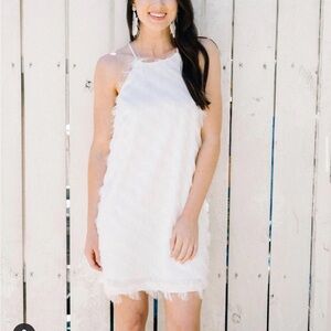 White Mini Fringe Dress
